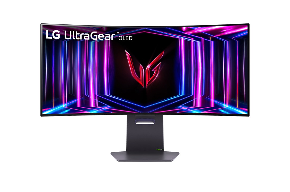 LG 39 Zoll UltraGear™ OLED brandneuer 800R gebogener Gaming-Monitor | 21:9 Ultra-WQHD 240 Hz, 0,03 ms (GtG), DisplayHDR True Black 400, Vorderansicht, 34GS95QE-B