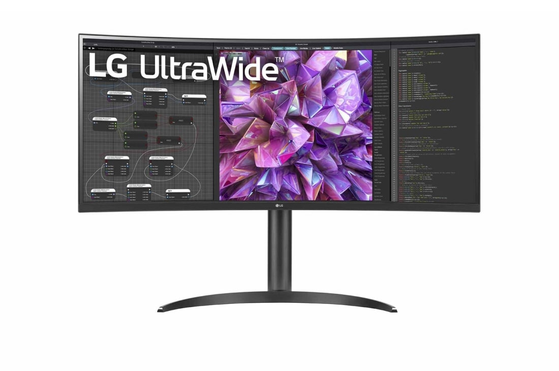 LG Curved 21:9-UltraWide™-Monitor mit 34 Zoll und QHD (3.440 x 1.440), front view, 34WQ75X-B
