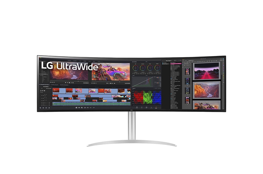 LG 49 Zoll UltraWide™ Monitor mit Dual QHD-Auflösung und Nano IPS, vue avant, 49WQ95X-W