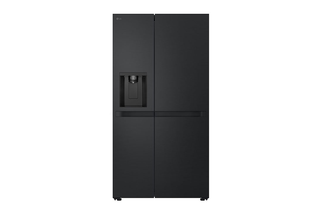 LG Side-by-Side avec distributeur de glace, glace pilée et eau | Capacité 641 litres | Classe d'efficacité énergétique E | Réservoir d'eau interne 4L | Essence Matte Black | GSLC41EPPE, front, GSLC41EPPE