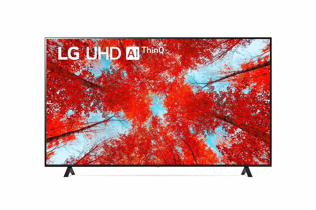 LG 75“ LG UHD TV , Vue avant du téléviseur UHD de LG avec image de remplissage et logo du produit, 75UQ90009LA