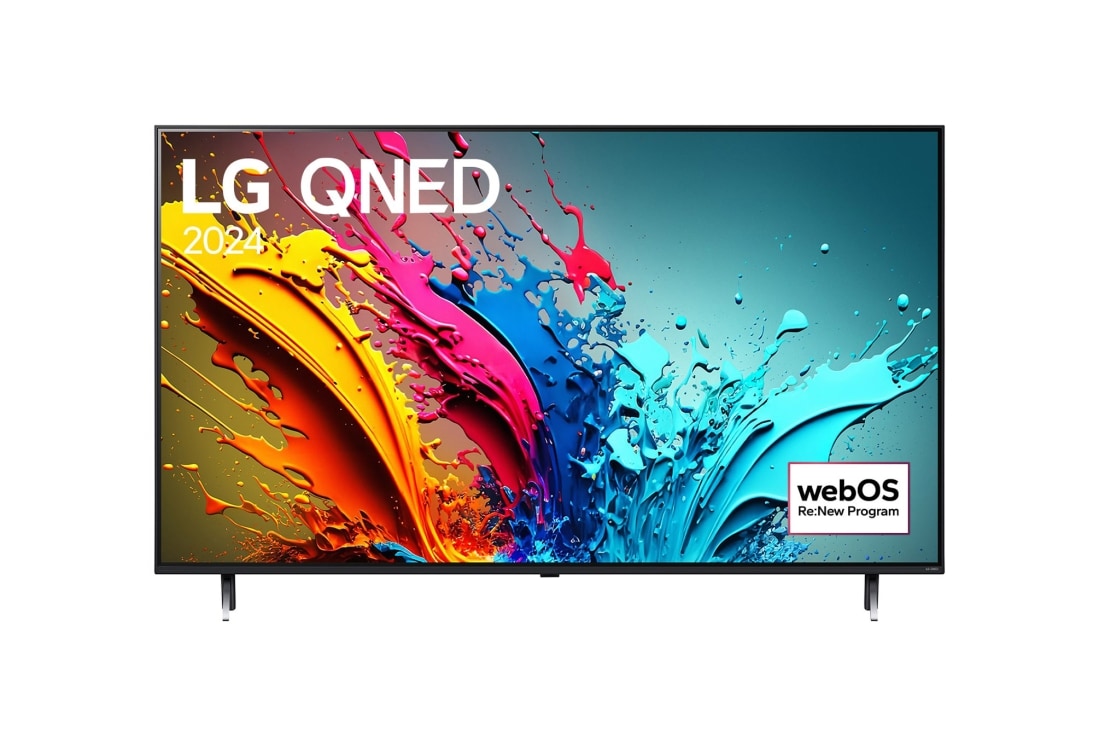 LG Smart TV LG QNED QNED87 4K 50 pouces 2024, Vue de face du téléviseur LG QNED, QNED87 avec le texte LG QNED, 2024, et le logo webOS Re:New Program à l’écran., 50QNED87T6B