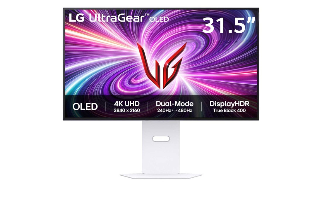 LG 31.5'' UltraGear™ 双模式 OLED 电竞显示器 | 4K UHD, 0.03ms (GtG),DisplayHDR True Black 400, 正面画像, 32GS95UV-W