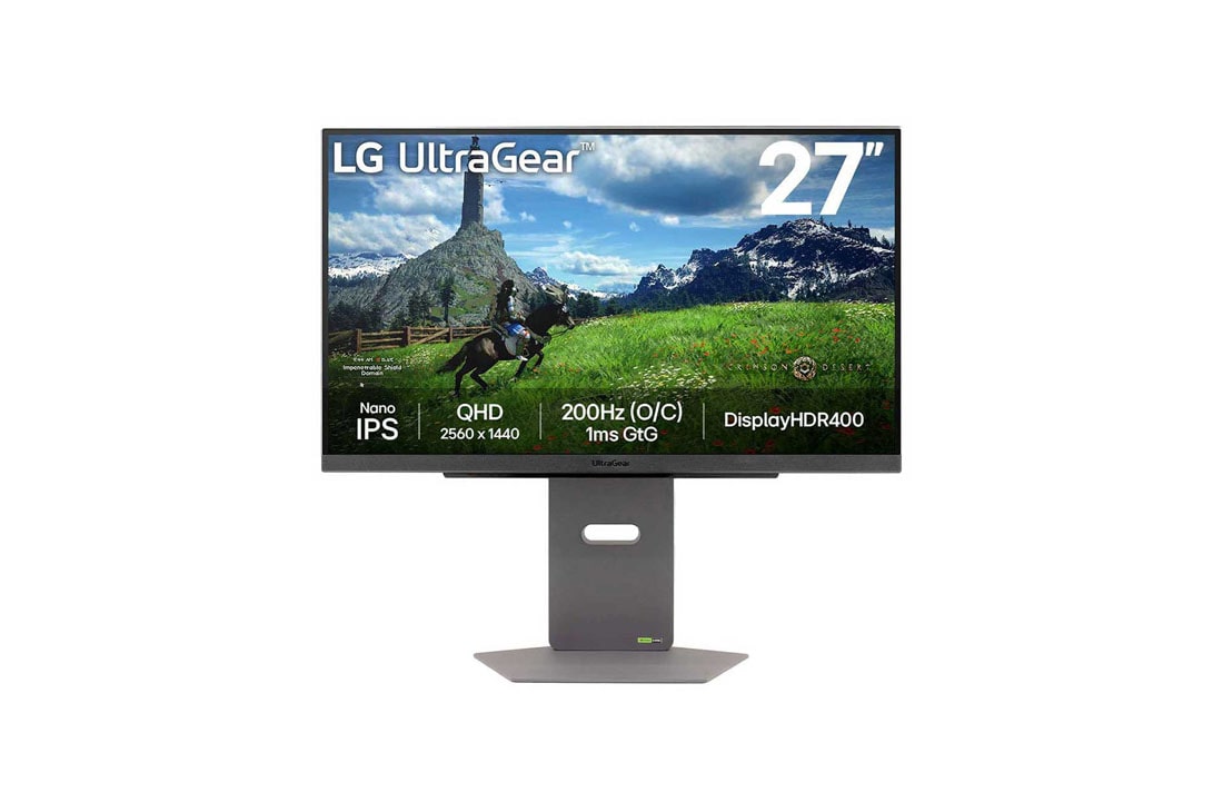 LG 27” UltraGear™ QHD Nano IPS 180Hz (O/C 200Hz) 电竞显示器 | 1ms (GtG), DisplayHDR™ 400, 正視圖, 27GS86Q-B