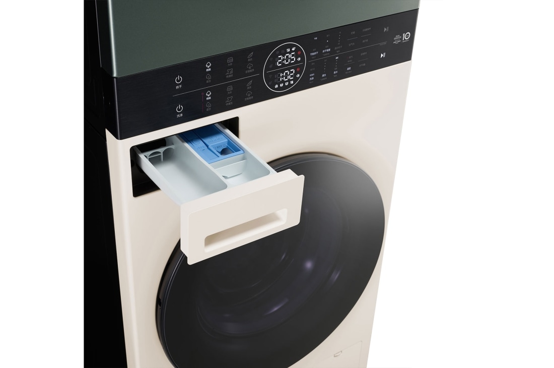 LG 人工智能洗烘塔洗干一体机奂然系列13Kg+10Kg 白+绿| LG中国官网