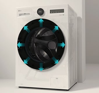 它显示洗衣机的更宽大内部