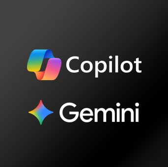 LG OLED evo AI G6 with Award-winning Multi AI webOS is presented on a dark background featuring Microsoft Copilot and Google Gemini logos, indicating support for AI-related services accessible through the TV interface.