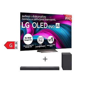 Čelní pohled na SET | LG TV OLED55C5ELB + Soundbar SC9S OLED55C5E.SC9STA