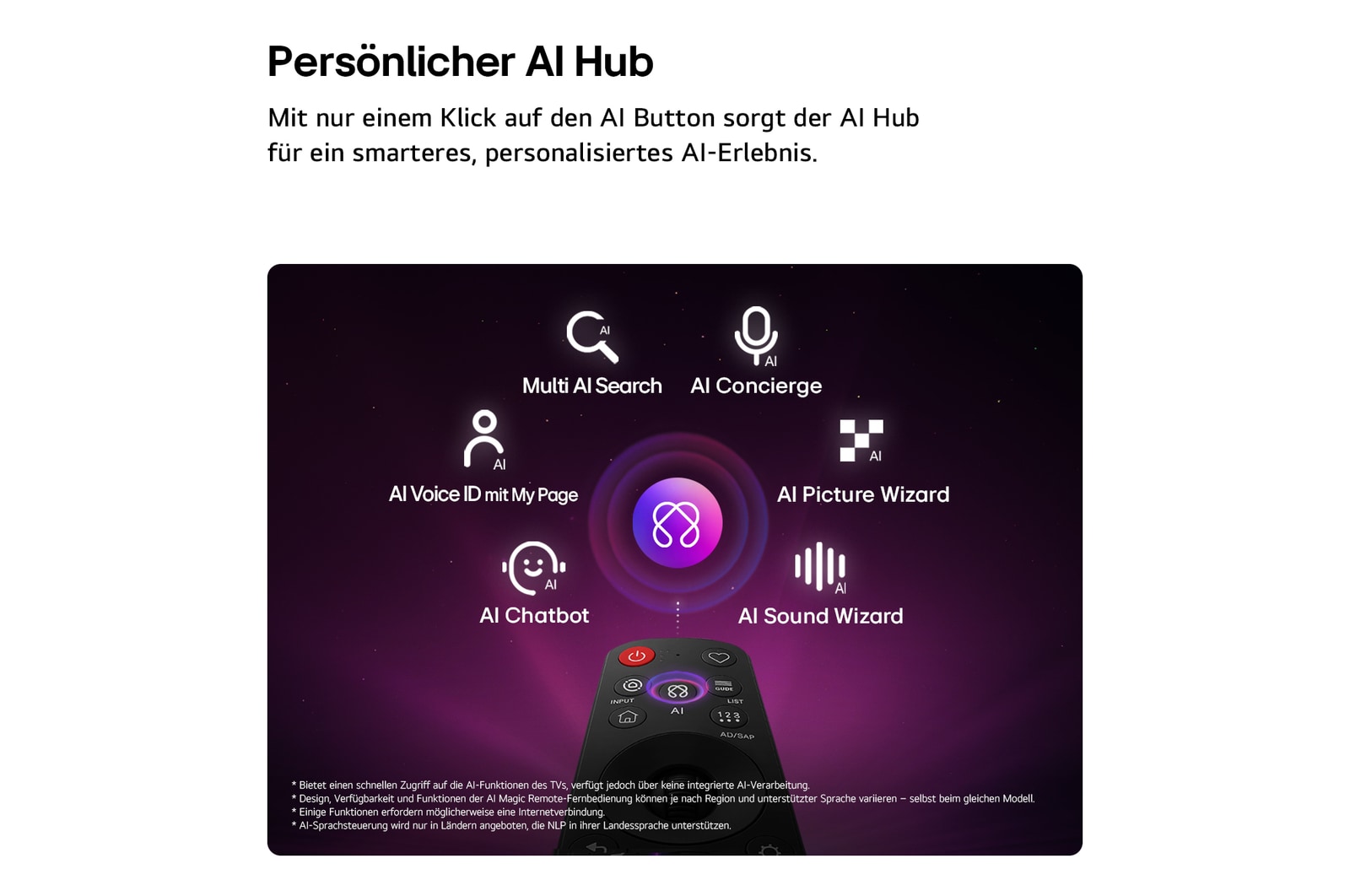 Das LG Mini RGB evo AI MRGB85 betont optisch verlustfreie Qualität mit einer lebendigen Landschaft mit klarer Tiefe vor einer dunklen Umgebung, die die visuelle Leistung wie eine kabelgebundene TV-Verbindung widerspiegelt.