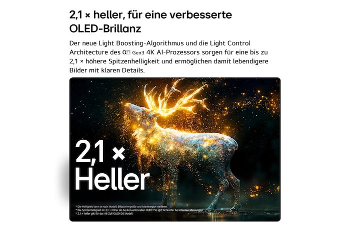 Der LG OLED evo AI G6 zeigt einen geteilten Bildschirm mit Planeten und Sternen und einer Gegenüberstellung eines matten Displays mit Anti-glare und der Anzeige mit perfektem Schwarz und perfekten Farben, die bei jedem Licht eine klarere Bildqualität bietet. Unterstützt wird sie durch UL-Zertifizierung und Intertek-Zertifizierungen für Farbvolumen und Farbtreue.