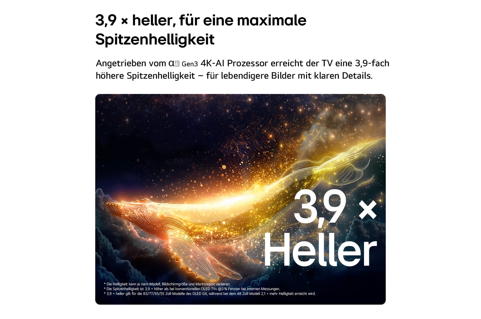Der LG OLED evo AI G6 zeigt einen geteilten Bildschirm mit Planeten und Sternen und einer Gegenüberstellung eines matten Displays mit Anti-glare und der Anzeige mit perfektem Schwarz und perfekten Farben, die bei jedem Licht eine klarere Bildqualität bietet. Unterstützt wird sie durch UL-Zertifizierung und Intertek-Zertifizierungen für Farbvolumen und Farbtreue.