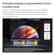 Der alpha 11 Gen3 4K AI-Prozessor des LG OLED evo G6 AI TV erstrahlt in violettem und blauem Licht auf einer dunklen Leiterplatte. Hervorgehoben ist die Dual AI Engine. Sie bietet eine bis zu 5,6-mal schnellere NPU, eine um 50 % schnellere CPU und eine um 70 % stärkere GPU-Leistung.
