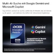 Der LG Shield, angewendet auf dem LG OLED evo AI G6, wird mit einem LG Shield-Logo in der Mitte, Sicherheitssymbolen darunter und einem 2026 CES Innovation Awards Honoree-Emblem darüber gezeigt, das für Daten- und Systemschutz steht.