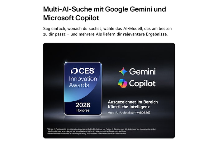 Der LG Shield, angewendet auf dem LG OLED evo AI G6, wird mit einem LG Shield-Logo in der Mitte, Sicherheitssymbolen darunter und einem 2026 CES Innovation Awards Honoree-Emblem darüber gezeigt, das für Daten- und Systemschutz steht.