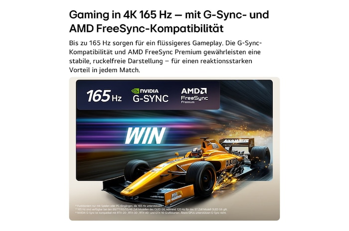 Der LG OLED evo AI G6 ist bündig an der Wand eines modernen Wohnzimmers angebracht. Er zeigt eine lebendige Aurora über einem ruhigen Küstendorf, die einem gerahmten Bild an der Wand ähnelt.
