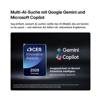 Der LG Shield, angewendet auf dem LG OLED evo AI G6, wird mit einem LG Shield-Logo in der Mitte, Sicherheitssymbolen darunter und einem 2026 CES Innovation Awards Honoree-Emblem darüber gezeigt, das für Daten- und Systemschutz steht.
