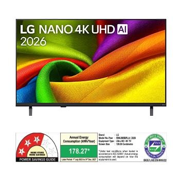 The front view of LG NANO 4K UHD AI NU885B, released in 2026