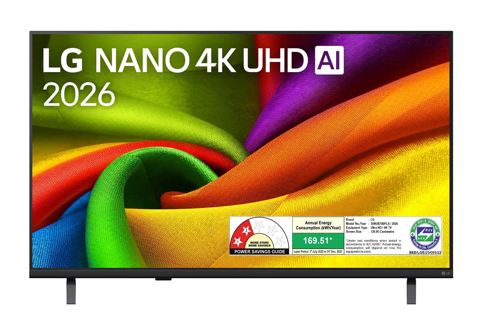 The front view of LG NANO 4K UHD AI NU875B, released in 2026