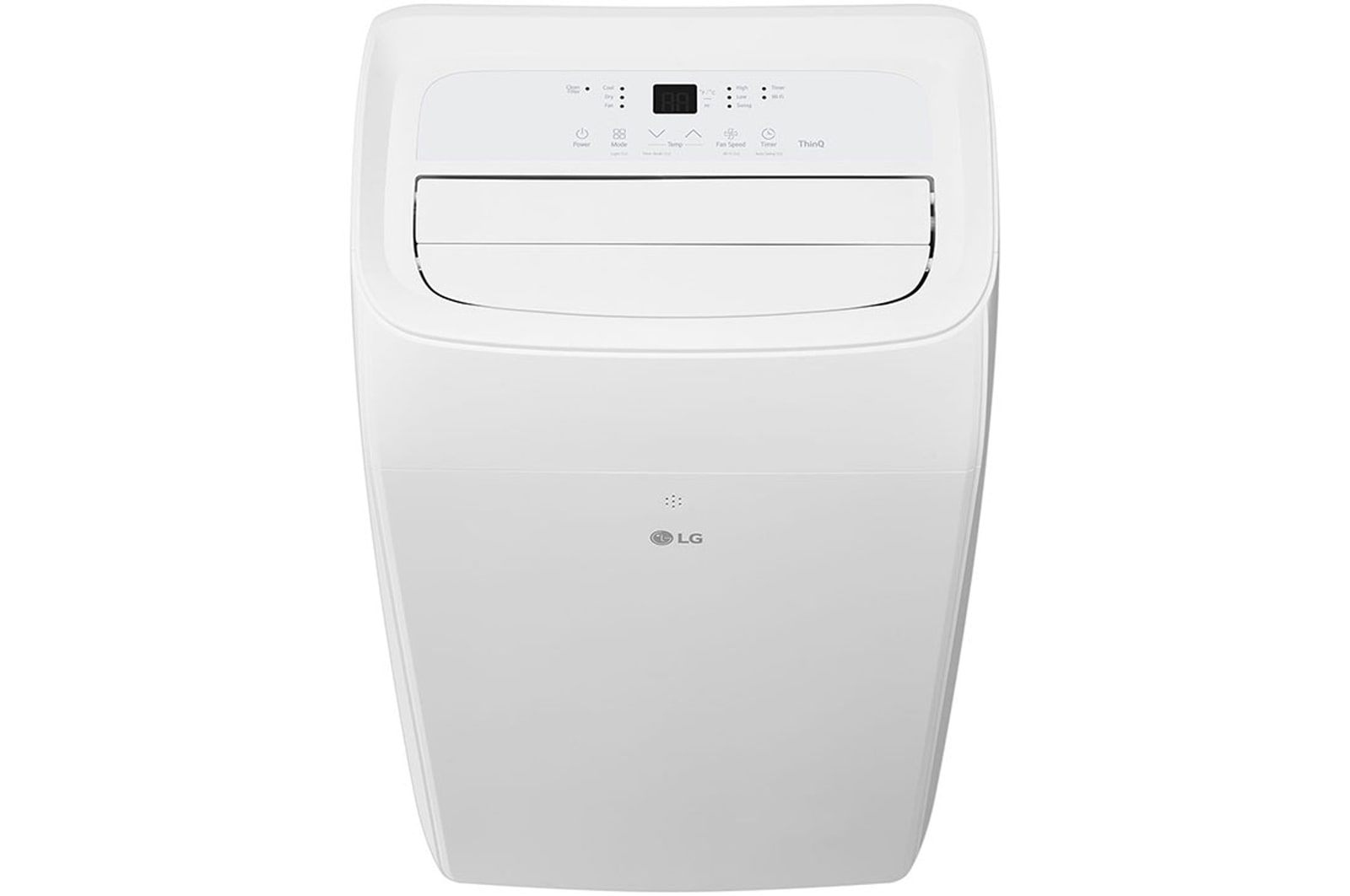 'Front view detail of LG 9,000 BTU portable air conditioner P9NC09TSED0
