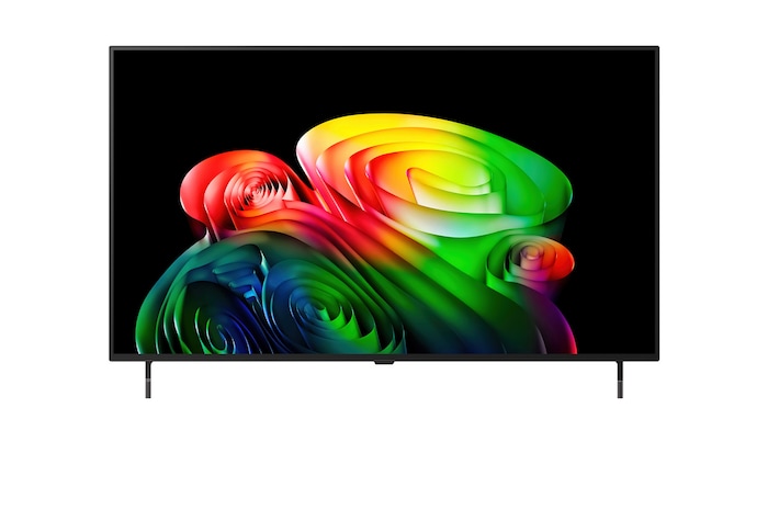 Een LG OLED AI B6, weergegeven van de voorkant en van de zijkant, heeft een 48 inch scherm met een breedte van 1070 mm, een totale hoogte van 620 mm en een ultradunne diepte van 45,9 mm zonder standaard.