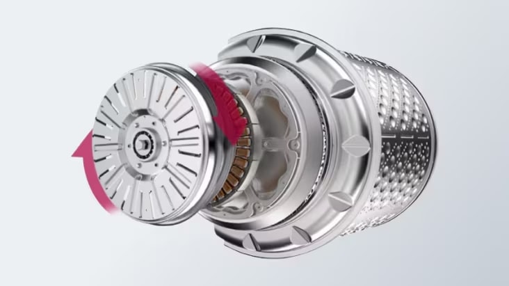 Internal gyro sensor system stabilizing drum movement for reduced vibration and optimized operation