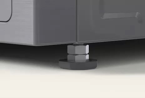 Close-up of an adjustable Washing Machine foot with an anti-vibration pad ensuring stability and balance.