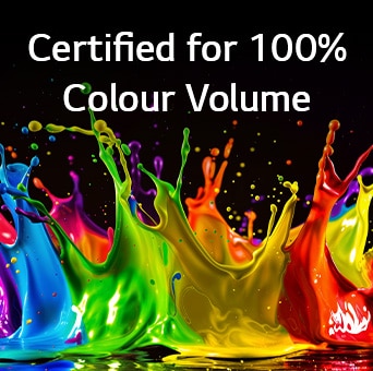LG QNED evo AI QNED85 Mini LED with Dynamic QNED colour Pro fills the screen with vivid, fluid bursts of multicoloured, paint-like motion, showcasing enhanced colour vibrancy certified for 100% colour Volume.