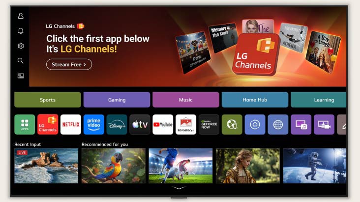 LG QNED evo AI QNED85 Mini LED home screen navigates into the LG Channels interface, showcasing free live TV channels, movies, and exclusive content. The video highlights direct access to hundreds of entertainment options. LG QNED evo AI QNED85 Mini LED home screen navigates into the LG Channels interface, showcasing free live TV channels, movies, and exclusive content. The video highlights direct access to hundreds of entertainment options.