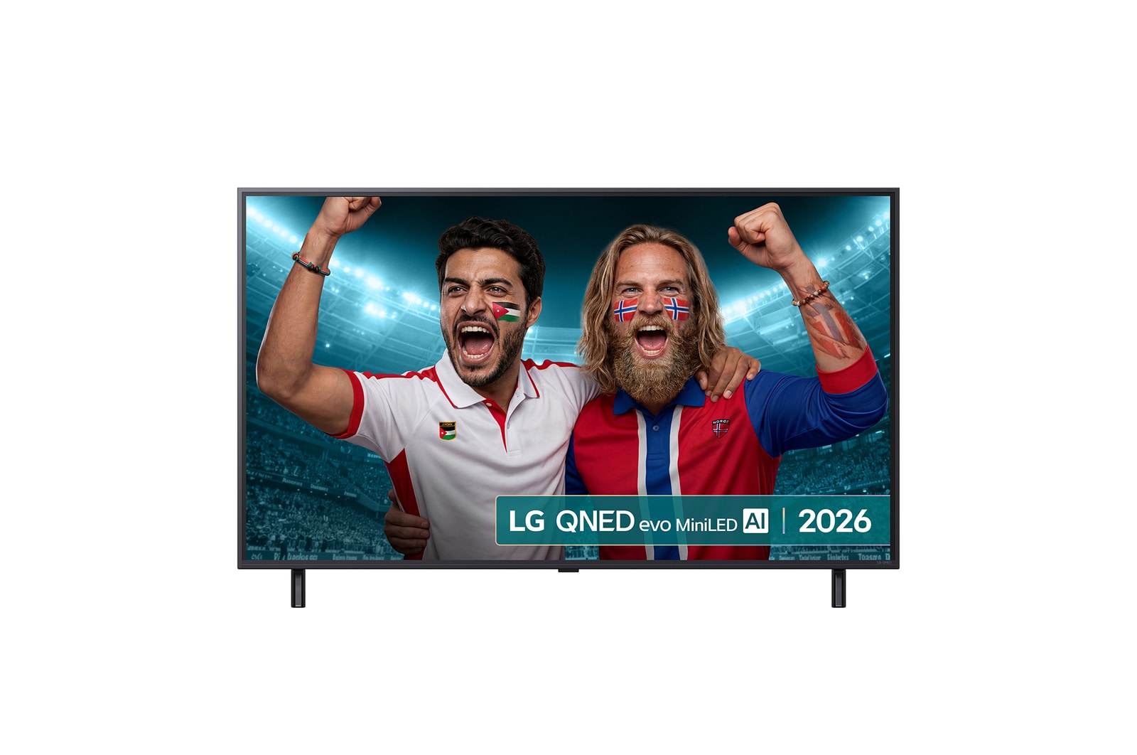 Front view of 50 inch LG QNED evo AI Mini LED QNED85 4K Smart TV 2026 50QNED85B6B