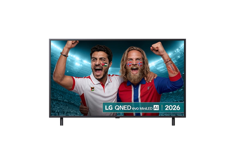 Front view of 50 inch LG QNED evo AI Mini LED QNED85 4K Smart TV 2026 50QNED85B6B