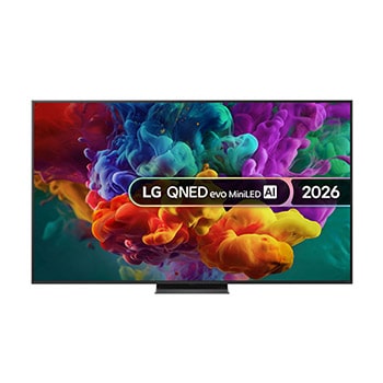 Front view of 75 inch LG QNED evo AI QNED87 Mini LED 4K Smart TV 2026 75QNED87B6A