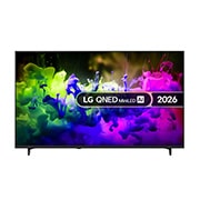 The front view of LG QNED AI QNED70 Mini LED, released in 2026, fills the screen with vivid, fluid splashes of multicolored motion, as finely layered colors disperse smoothly across the display.