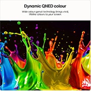 LG QNED AI QNED70 Mini LED’s alpha 7 AI Processor 4K Gen9 glows at the center of a yellow circuit board, highlighting smarter, more powerful AI processing that enhances 4K image clarity with improved contrast and depth.
