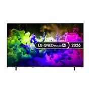 The front view of LG QNED AI QNED70 Mini LED, released in 2026, fills the screen with vivid, fluid splashes of multicolored motion, as finely layered colors disperse smoothly across the display.