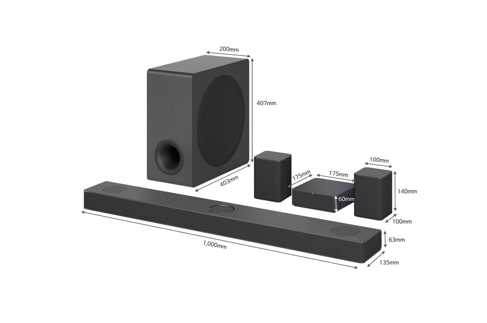 LG 5.1.3. Dolby Atmos® soundbar mit 620 Watt | kabelloser Subwoofer | Rücklautsprecher |LG DS80QR, DS80QR