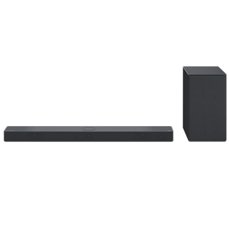 Vorderansicht von Soundbar und Woofer