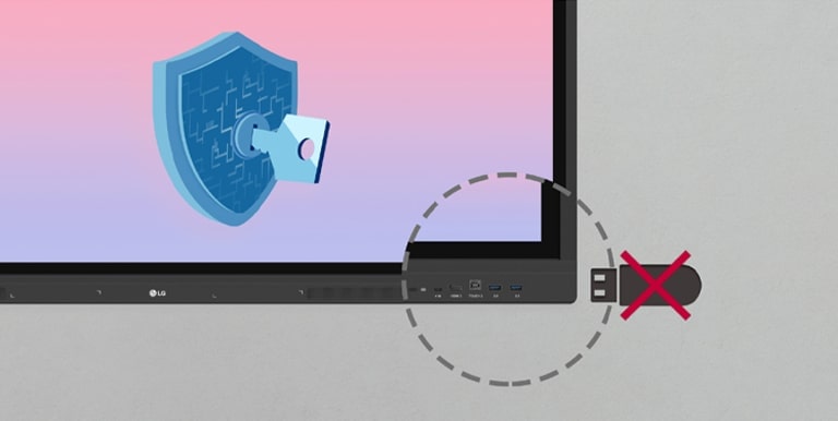 Das LG CreateBoard kann so eingestellt werden, dass an Displays angeschlossene USB-Geräte aus Sicherheitsgründen deaktiviert werden.