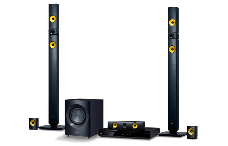 LG 5.1 3D Blu-ray Heimkino mit 4K Upscaler, gelben Aramidfaser-Lautsprechern, Smart TV, Miracast™ und Private Sound Mode Funktion, BH7430P