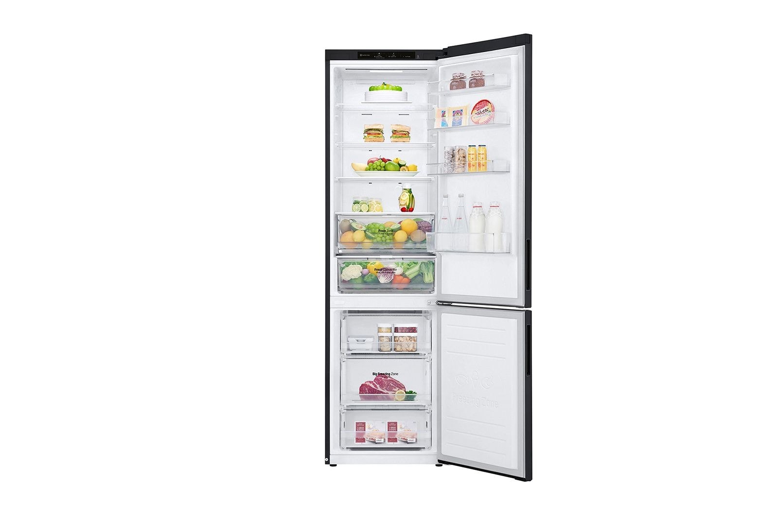 LG Kühl-Gefrierkombination | 384 Liter Nutzinhalt | Energieeffizienzklasse C | Matte Black | 203cm hoch | Inverter Linear Compressor® | GBP62MCNCC1, GBP62MCNCC1