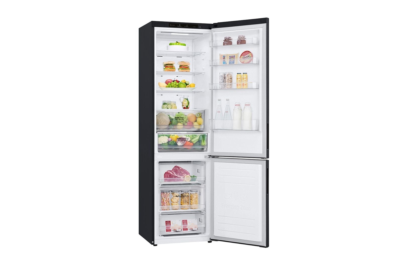 LG Kühl-Gefrierkombination | 384 Liter Nutzinhalt | Energieeffizienzklasse C | Matte Black | 203cm hoch | Inverter Linear Compressor® | GBP62MCNCC1, GBP62MCNCC1