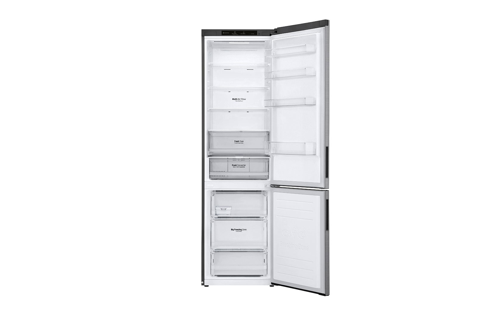 LG Kühl-Gefrierkombination | 384 Liter Nutzinhalt | Energieeffizienzklasse A | Platinum Silber | Inverter Linear Kompressor | LG GBP62PZNAC, GBP62PZNAC