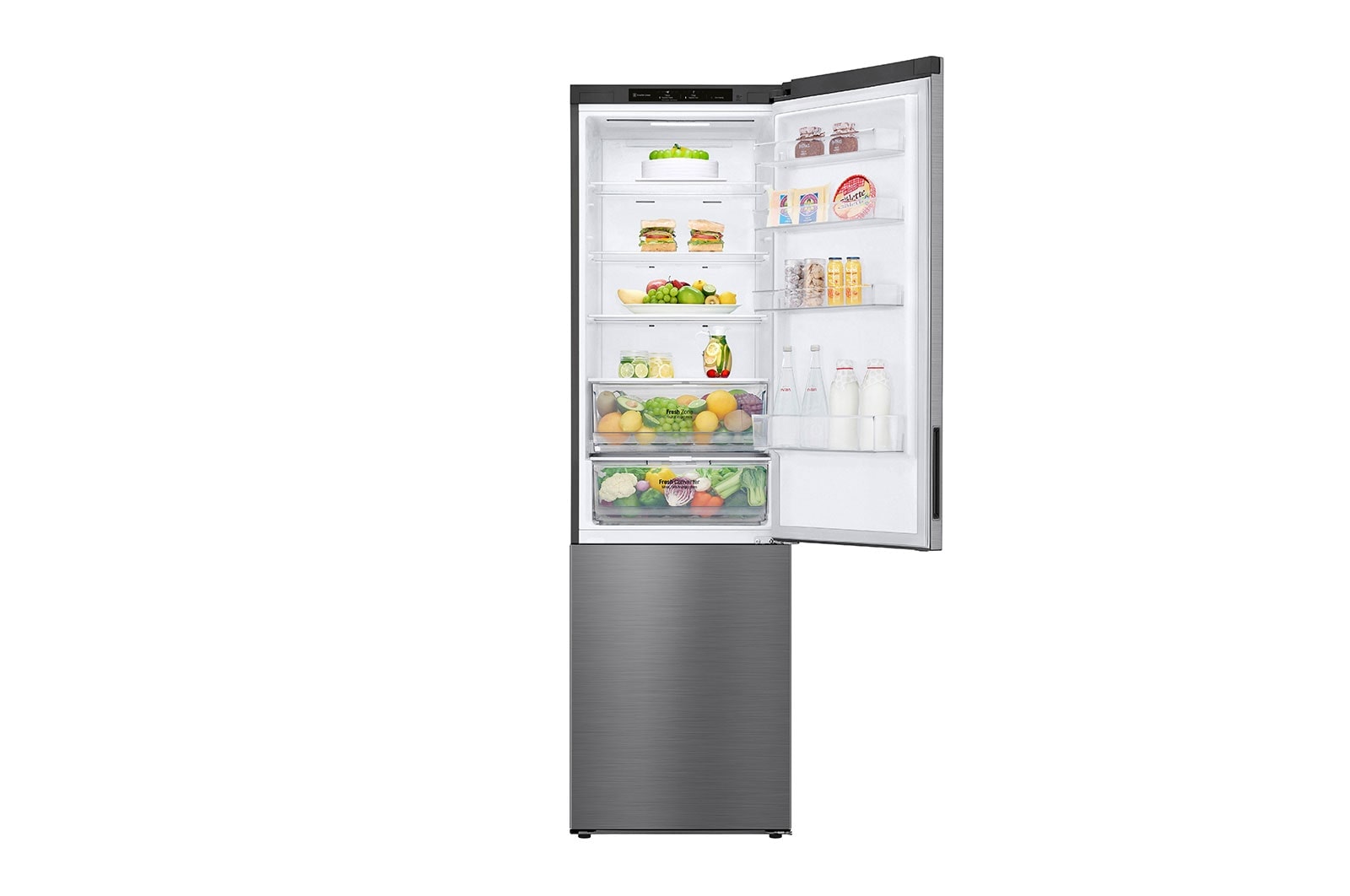 LG Kühl-Gefrierkombination | 384 Liter Nutzinhalt | Energieeffizienzklasse A | Platinum Silber | Inverter Linear Kompressor | LG GBP62PZNAC, GBP62PZNAC