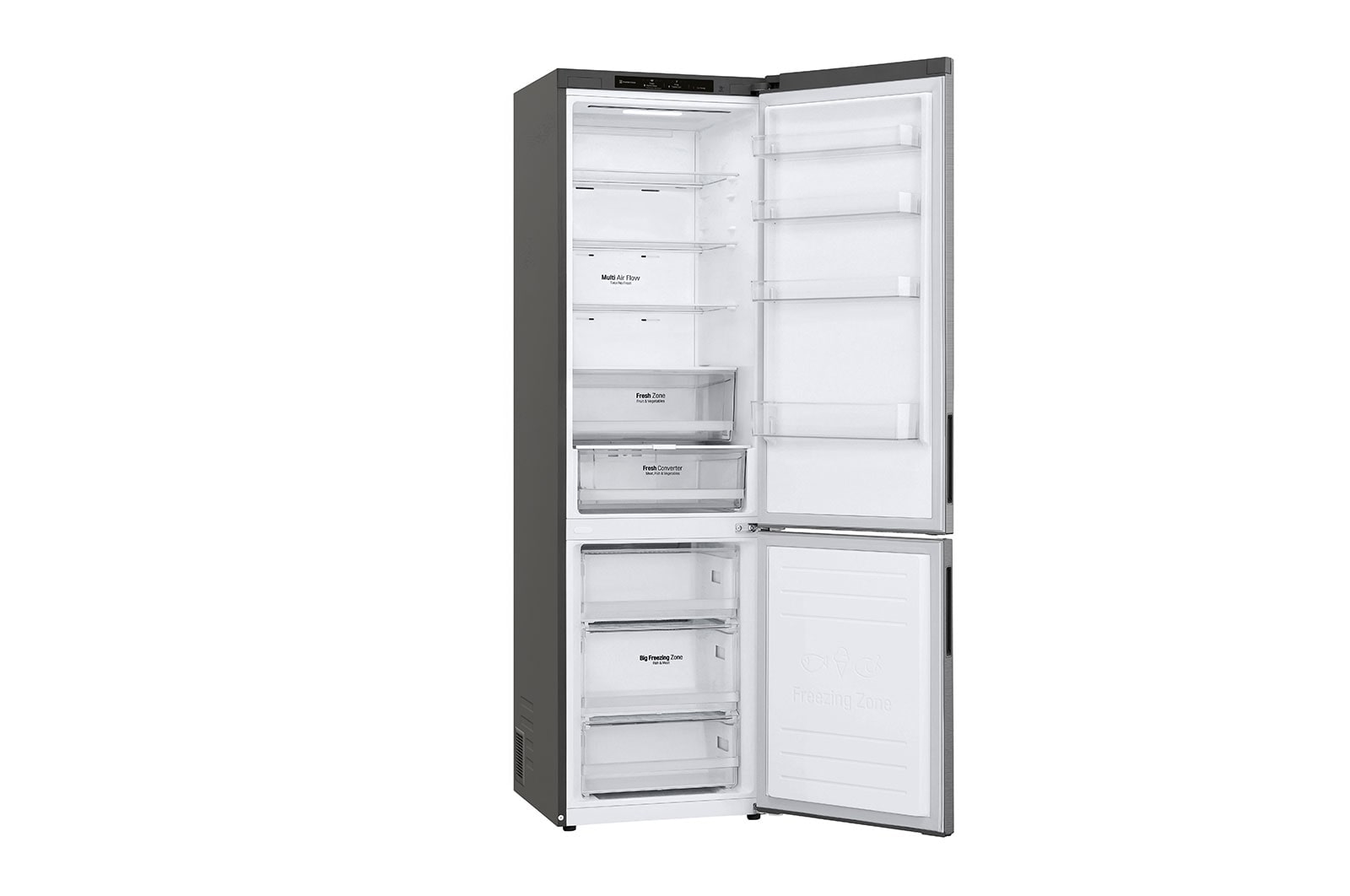 LG Kühl-Gefrierkombination | 384 Liter Nutzinhalt | Energieeffizienzklasse A | Platinum Silber | Inverter Linear Kompressor | LG GBP62PZNAC, GBP62PZNAC