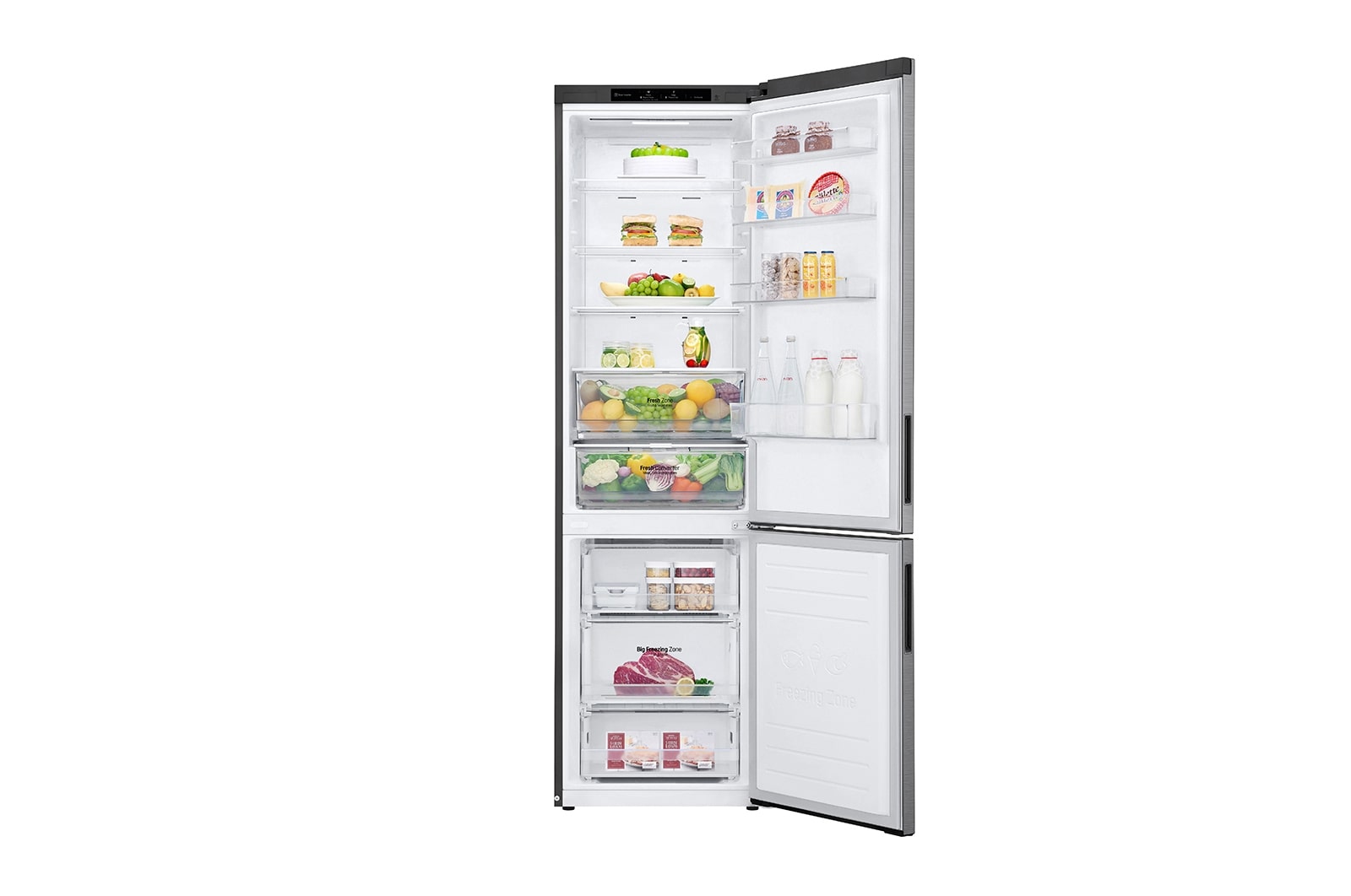 LG Kühl-Gefrierkombination | 384 Liter Nutzinhalt | Energieeffizienzklasse C | Edelstahl | 203cm hoch | Smart Inverter Compressor®️ | GBP62PZNCC1, GBP62PZNCC1