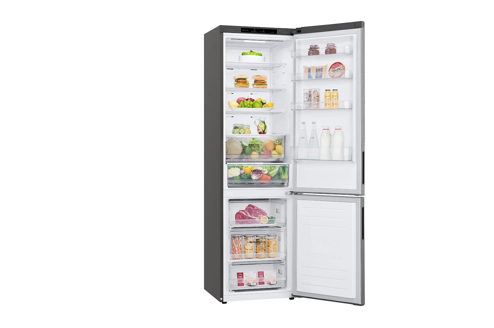 LG Kühl-Gefrierkombination | 384 Liter Nutzinhalt | Energieeffizienzklasse C | Edelstahl | 203cm hoch | Smart Inverter Compressor®️ | GBP62PZNCC1, GBP62PZNCC1