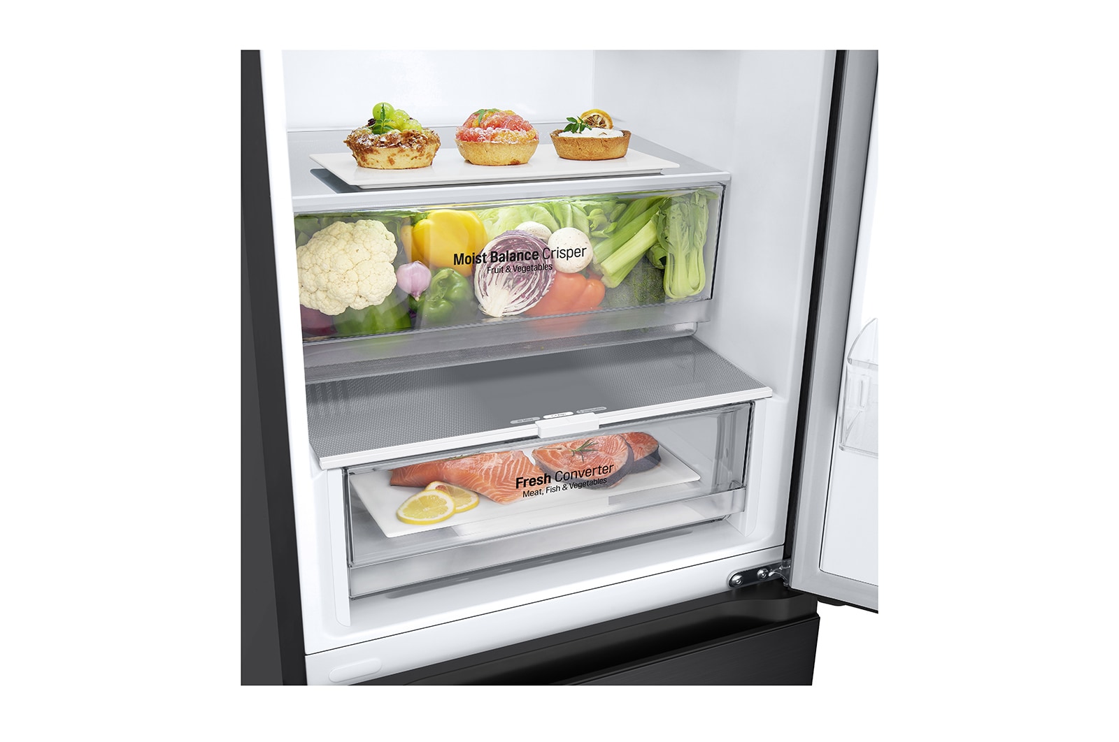 LG Door Cooling+: bis zu 32% schnellere und gleichmäßige Kühlung | 344 l Fassungsvermögen | Total No Frost | Smart Inverter Compressor | Größeres Kühl- und Gefrierfach | 35 dB - der leiseste Kühlschrank, GBV3100CEP