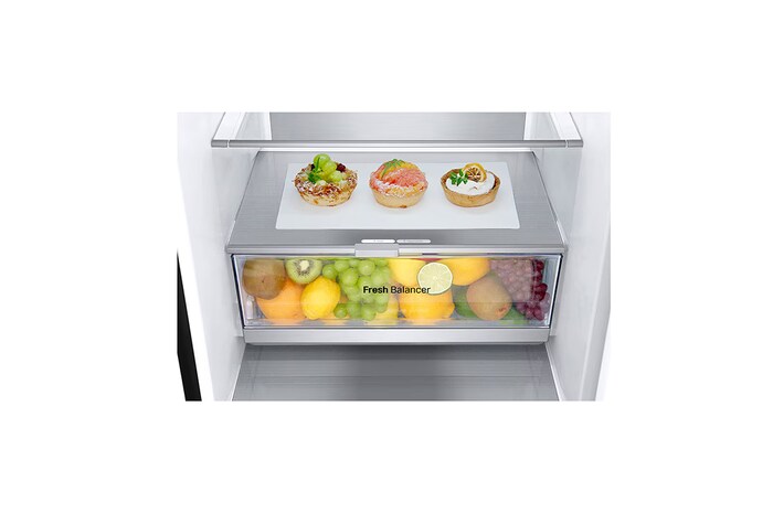 LG Kühl-Gefrierkombination | 387 Liter Kapazität | 111 kWh/a | 2030 mm Höhe | Essence Black Steel | GBV7280AEV, GBV7280AEV