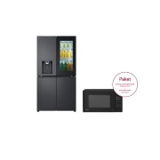 LG Multi Door mit InstaView® | Eis-, Crushed Ice- und Wasserspender | 638 Liter Kapazität | ​Energieeffizienzklasse ​E​ | Festwasseranschluss | GMG960EVEE & Solo-Mikrowelle mit Smart Inverter Technologie | EasyClean | 20 Litern Kapazität | Leistung: 700 Watt | MS2042D, GMG960EVEE.MS2042D