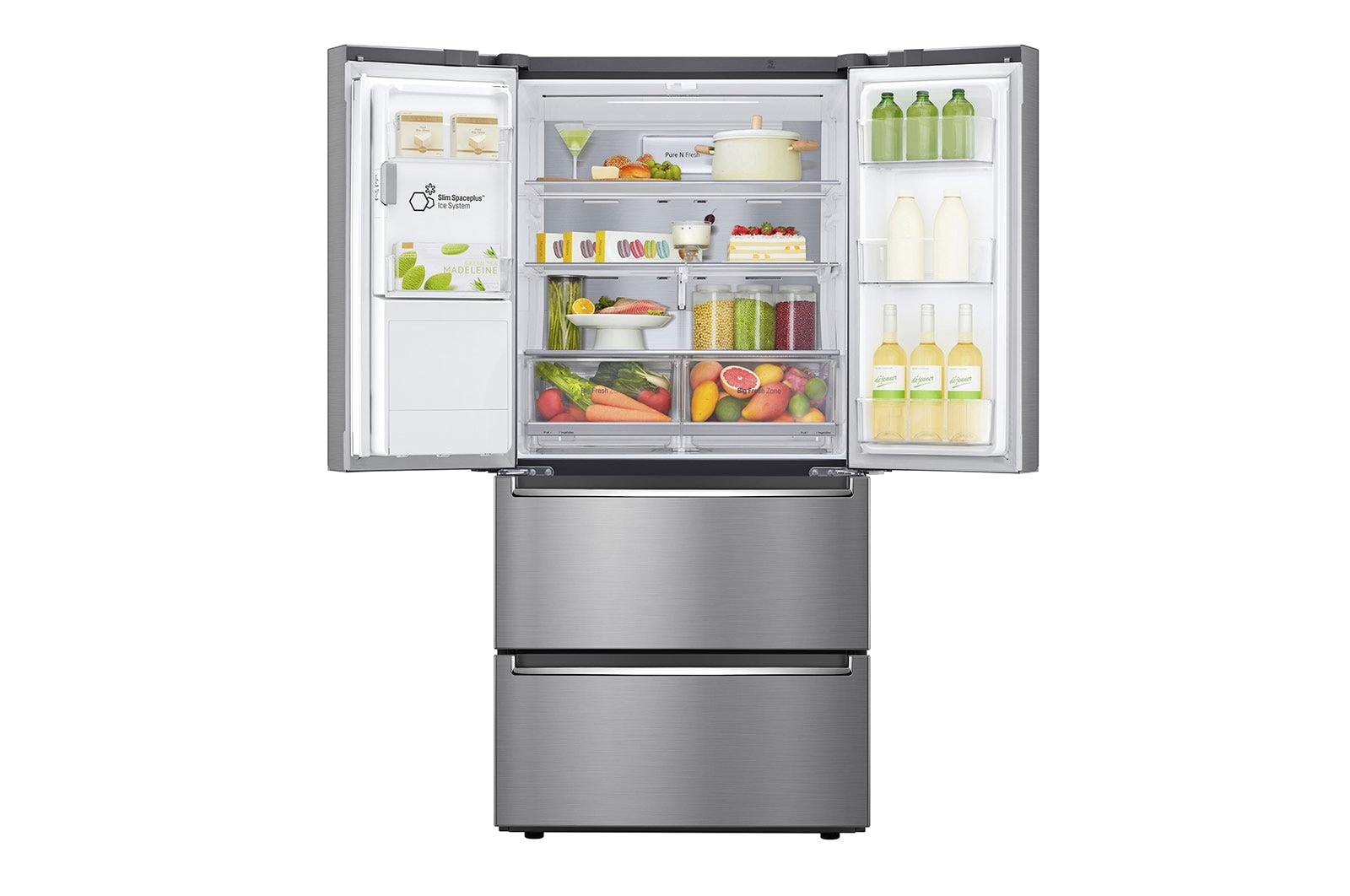 LG Slim Fit Multi-Door mit Eis-, Crushed Ice- und Wasserspender I 517 Liter Kapazität I Energieeffizienzklasse F I Edelstahl I GML643PZ6F, GML643PZ6F