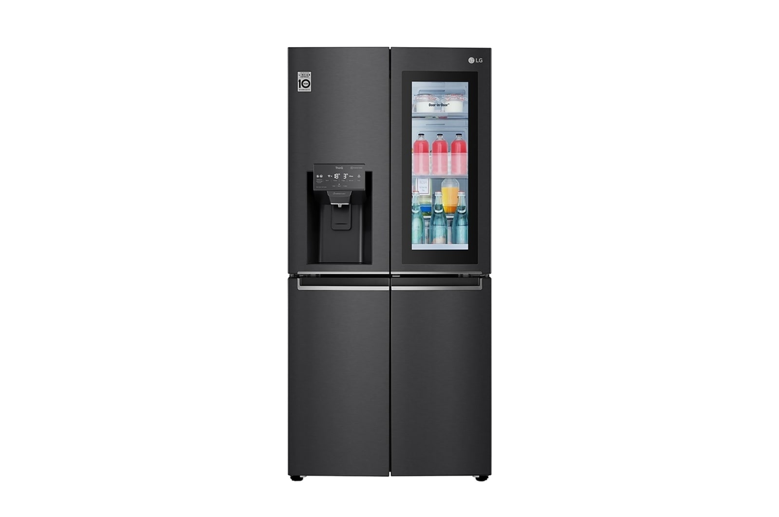 LG Multi-Door mit InstaView Door-in-Door ®  | Eis-, Crushed Ice- und Wasserspender  | ​508​ Liter Kapazität | Energieeffizienzklasse ​F​ | Festwasseranschluss | Matte Black Steel | ​GMX844MC6F, GMX844MC6F